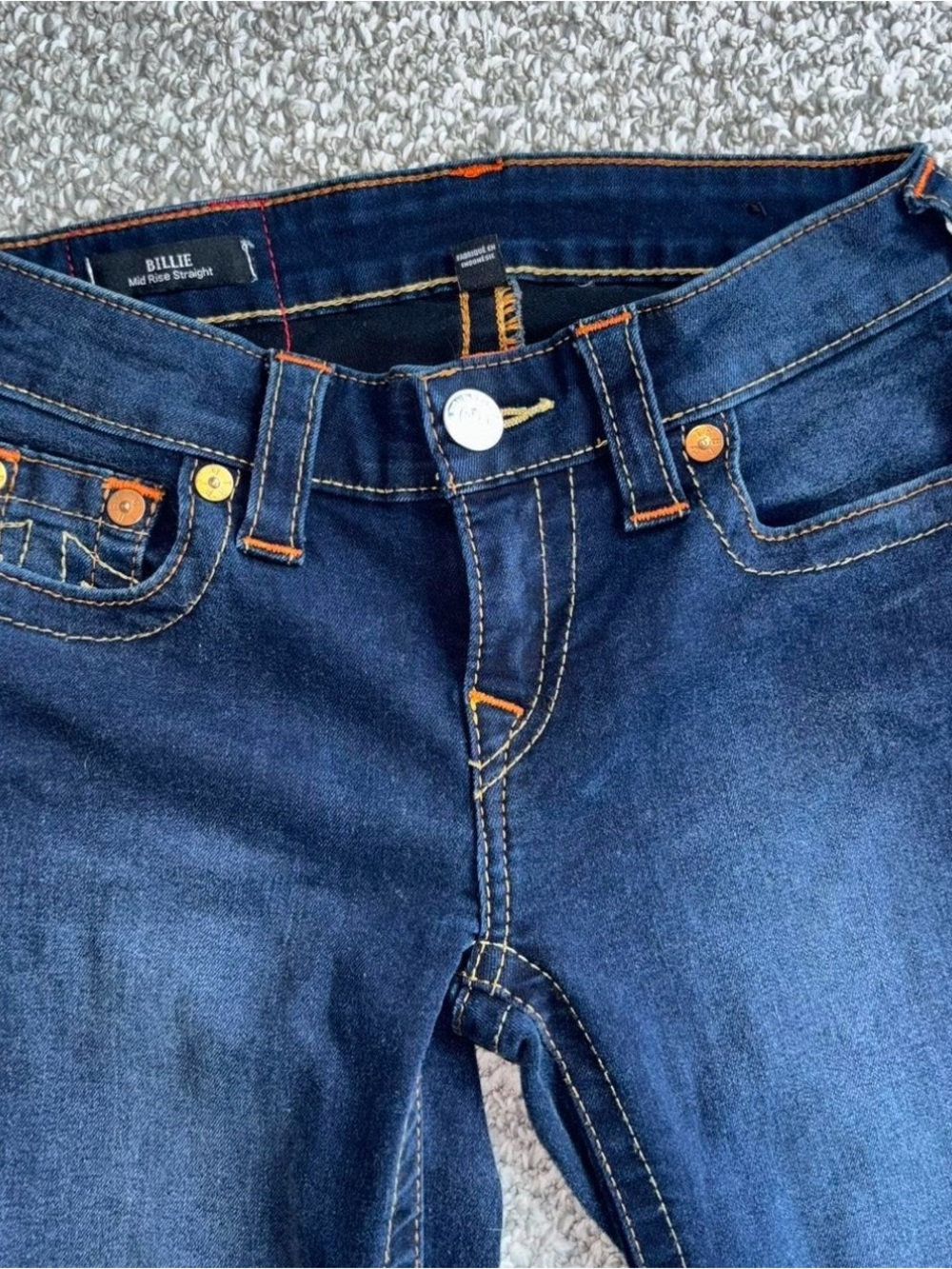 True Religion Dark Blue Skinny Jeans with Contrast Stitching